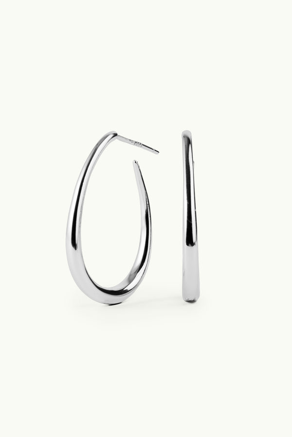 Oval Stud Earrings Silver