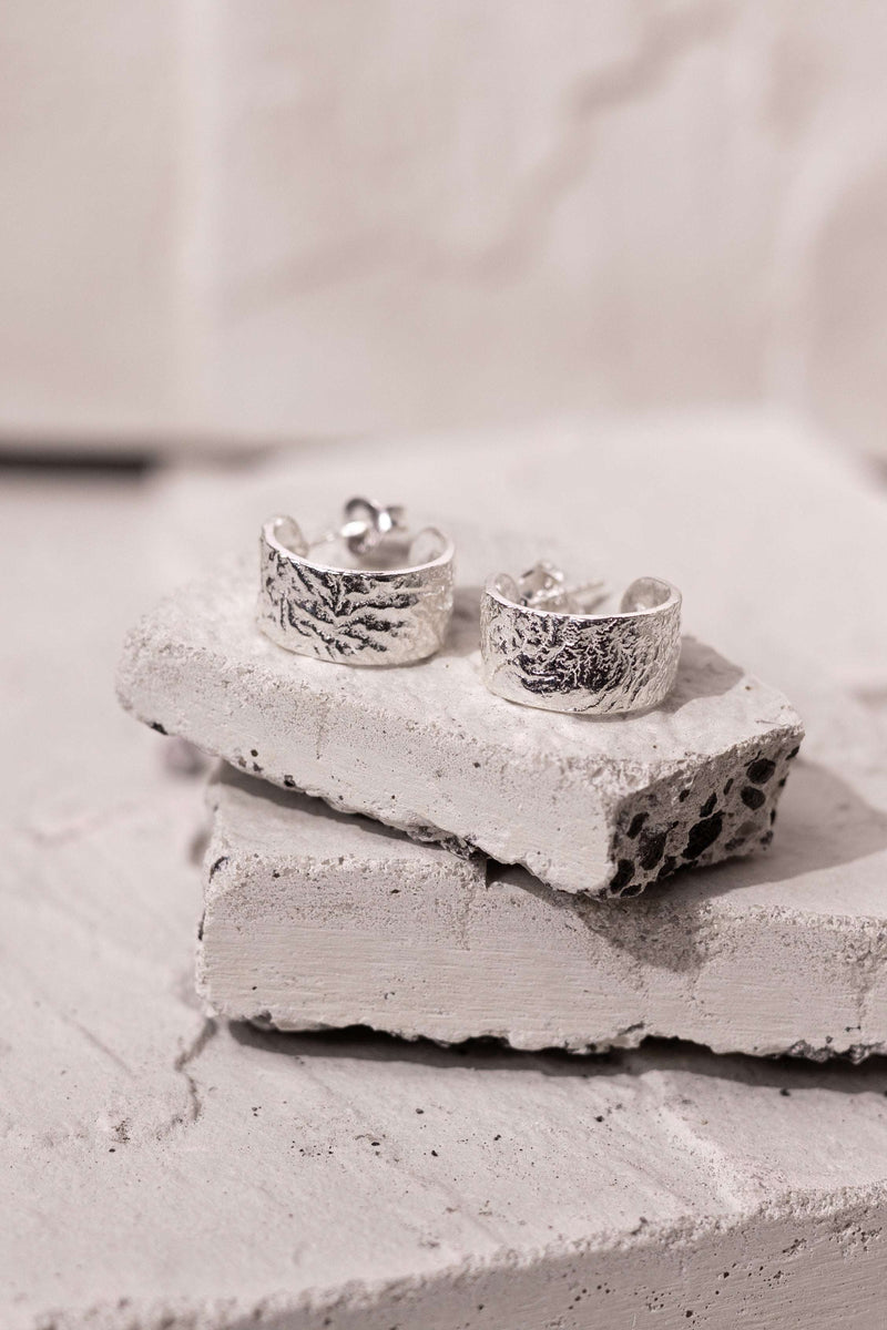 Crumpled Foil Earrings Silver