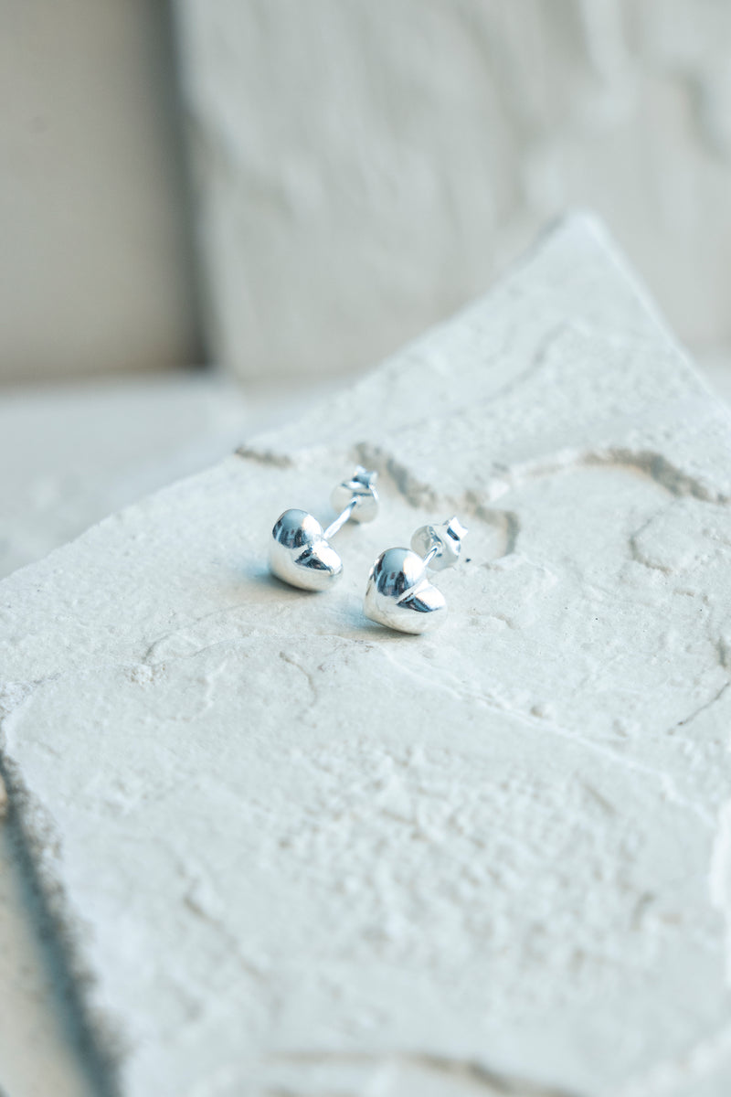 Heart Stud Earrings Silver