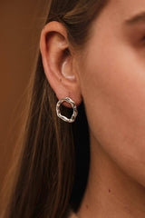 Imperfect Circle Stud Earrings Silver