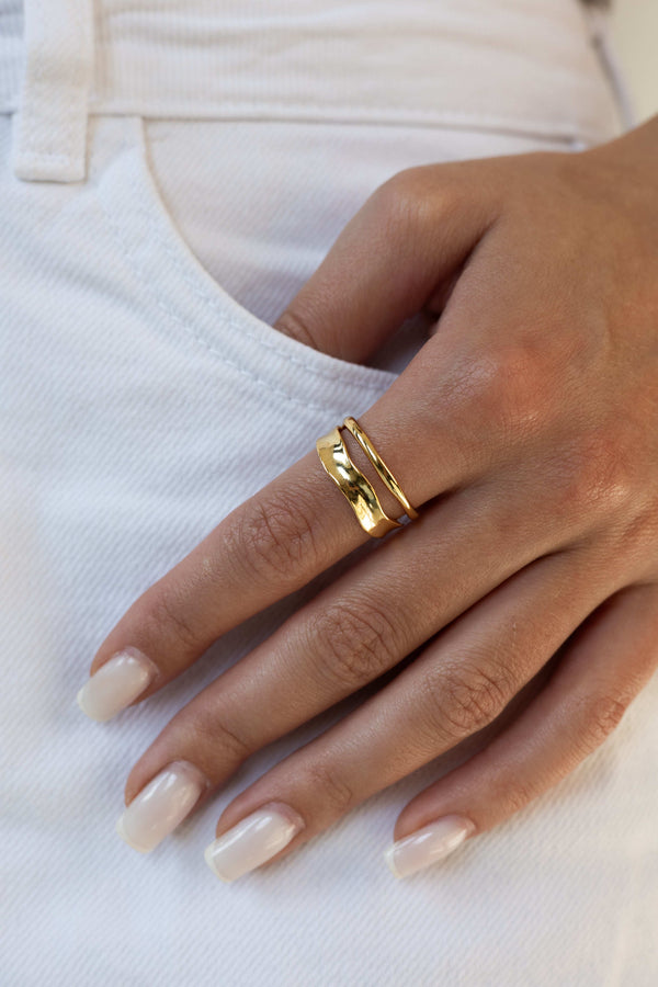 Double Multisize Ring Gold
