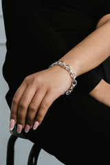 Oval Cable Chain Bracelet Silver
