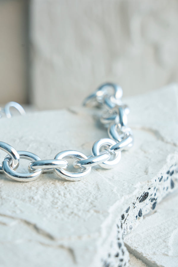 Oval Cable Chain Bracelet Silver