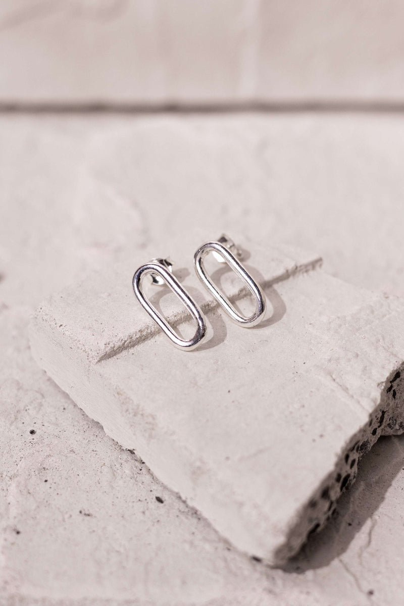 Pill Stud Earrings Silver