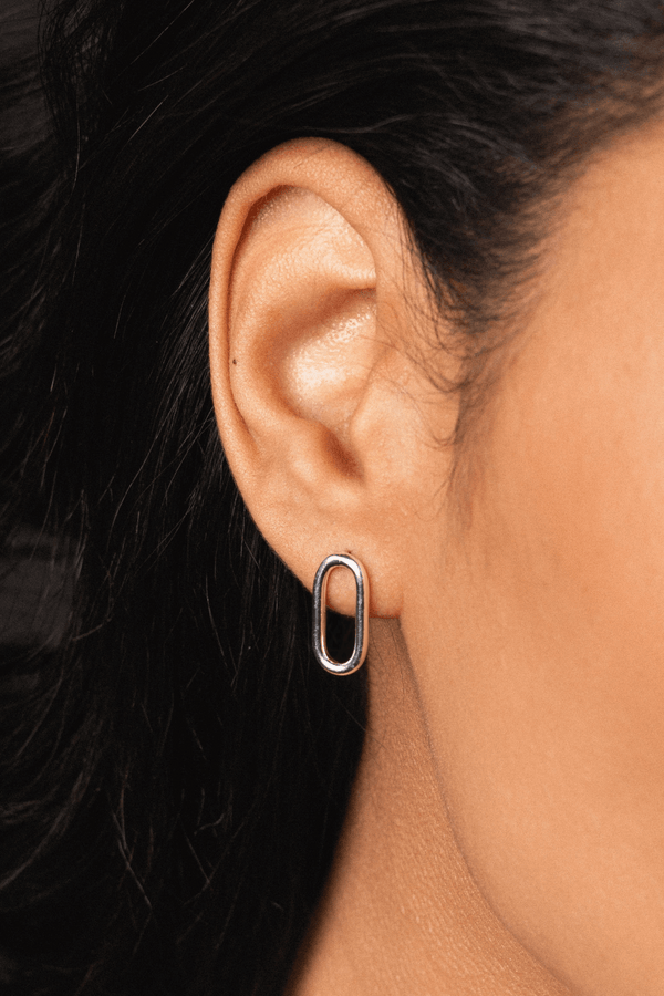 Pill Stud Earrings Silver