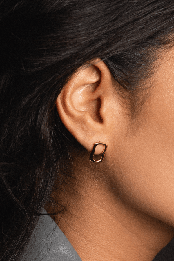 Rectangle Stud Earrings Gold