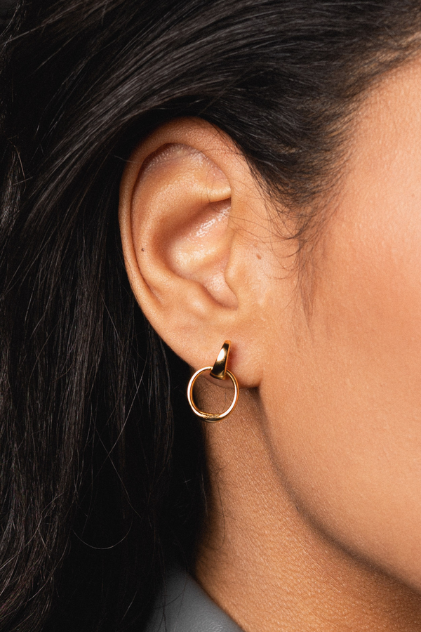 Single Circle Stud Earrings Gold