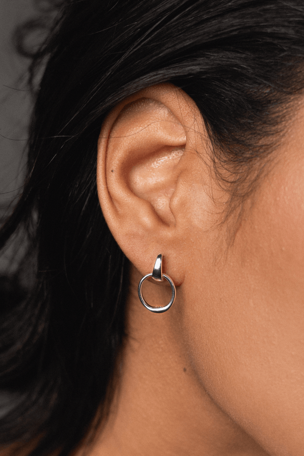 Single Circle Stud Earrings Silver