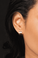 Wide Square Huggie Earrings Gold
