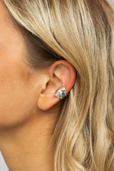 Wide Hammered Ear Cuff Silver