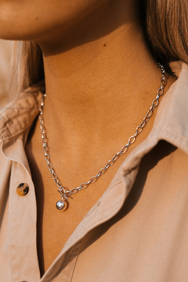 Cable Chain Bubble Necklace Silver