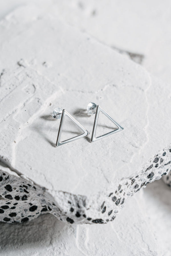 Triangle Stud Earrings Silver