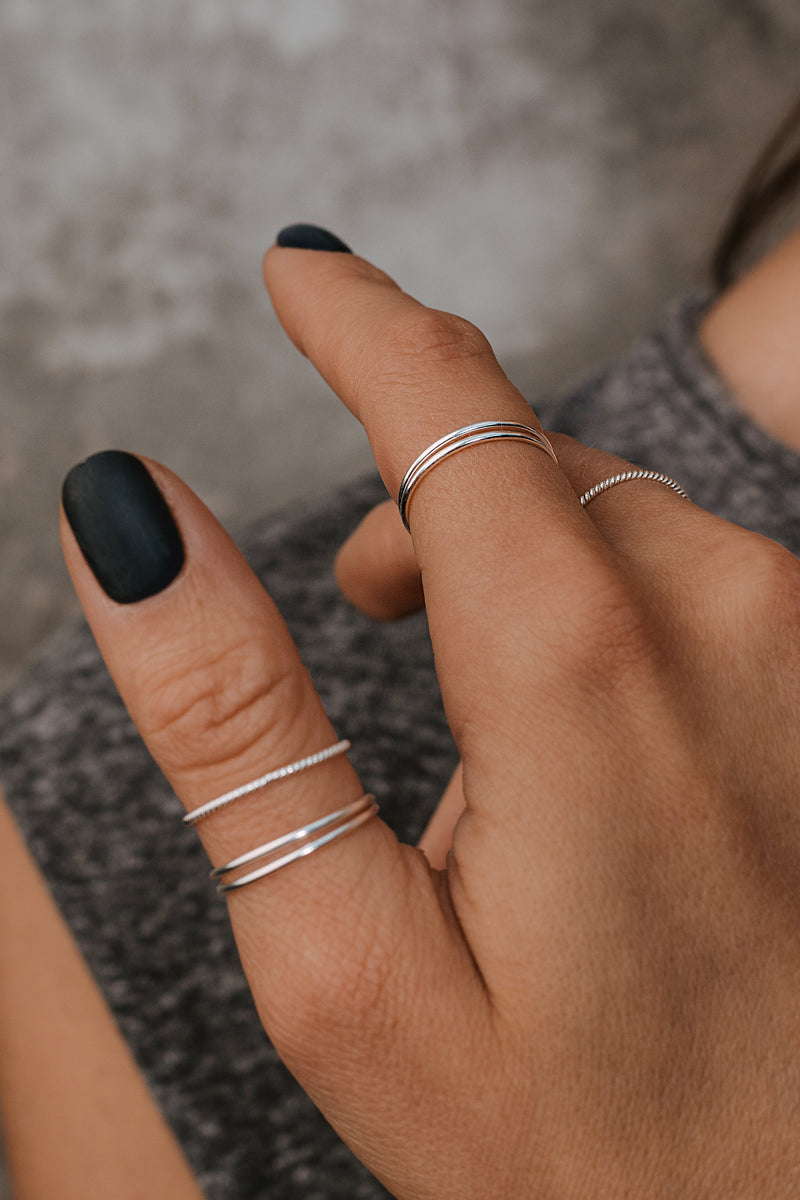 Split Double Plain Ring Silver