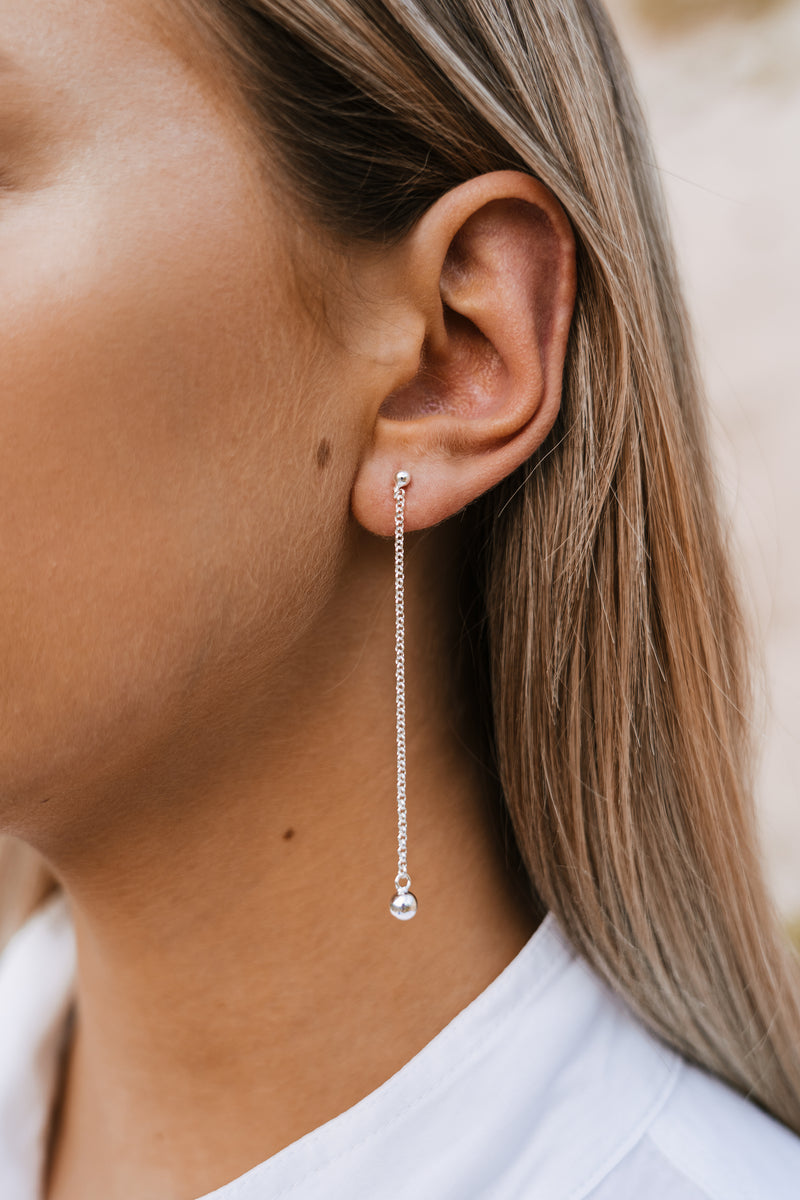 Long Chain Bubble Earrings Silver
