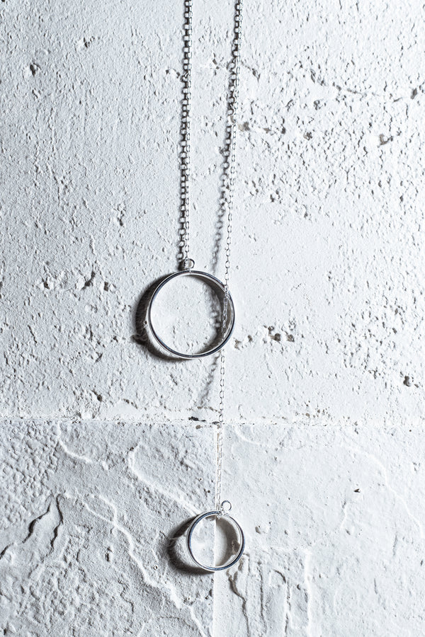 Double Circle Necklace Silver