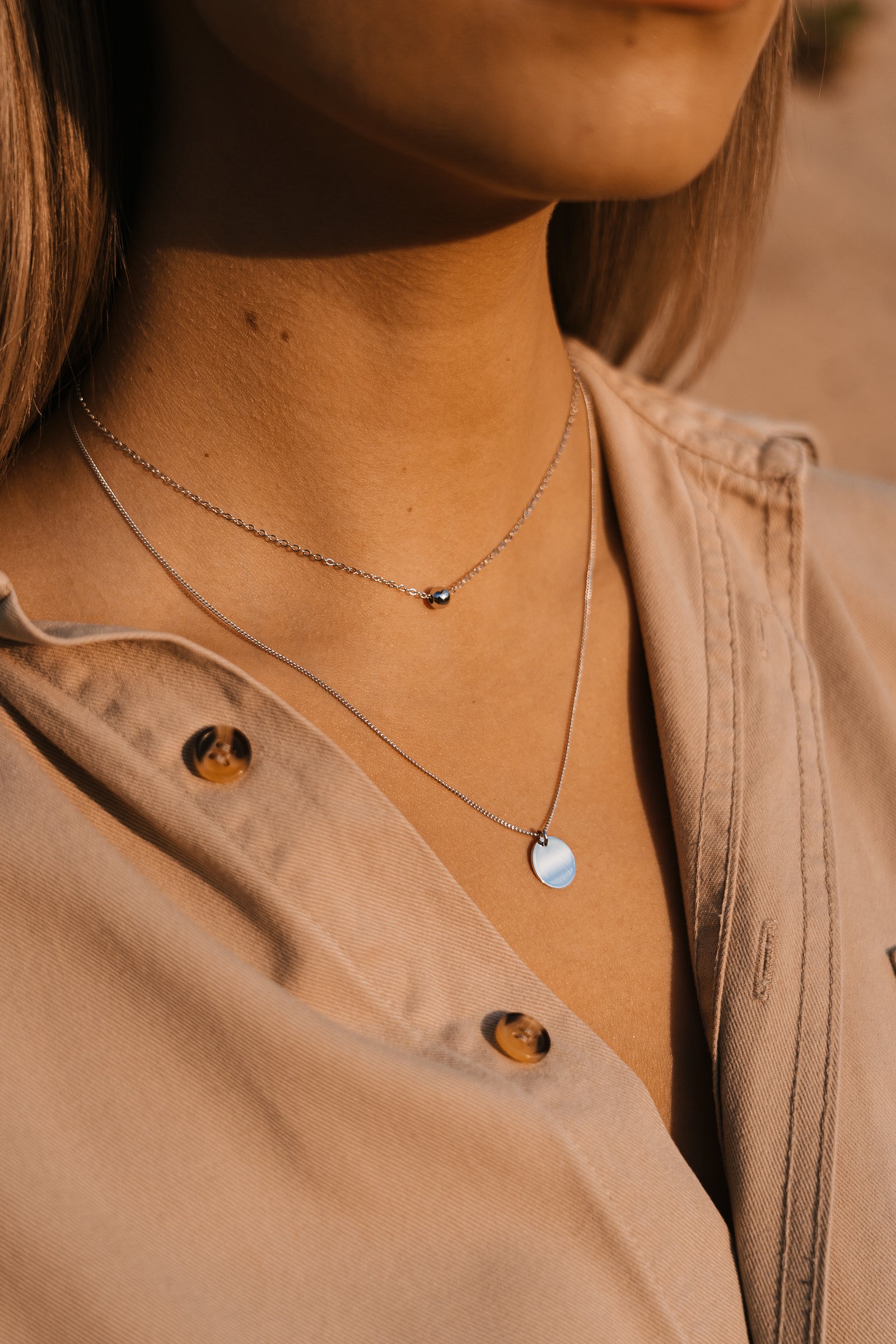 Bubble Plate Necklace Silver | KÒTY