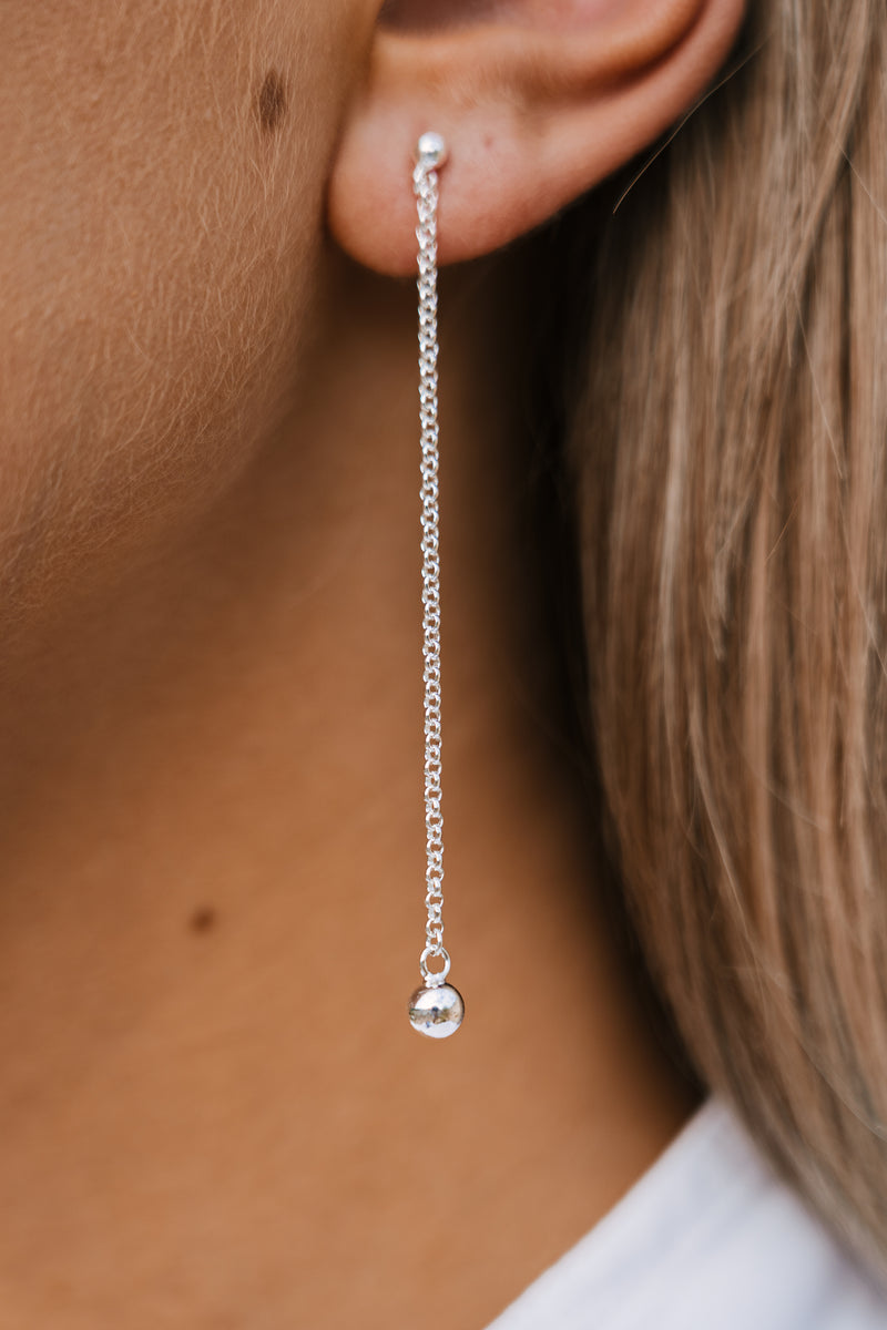 Long Chain Bubble Earrings Silver