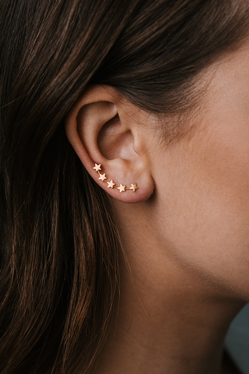 Star Line Earrings Gold