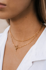 Double Chain Toggle Necklace Gold