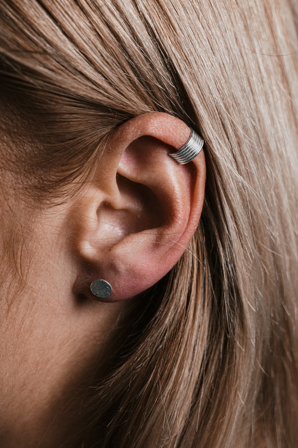 Hammered Circle Earrings Silver