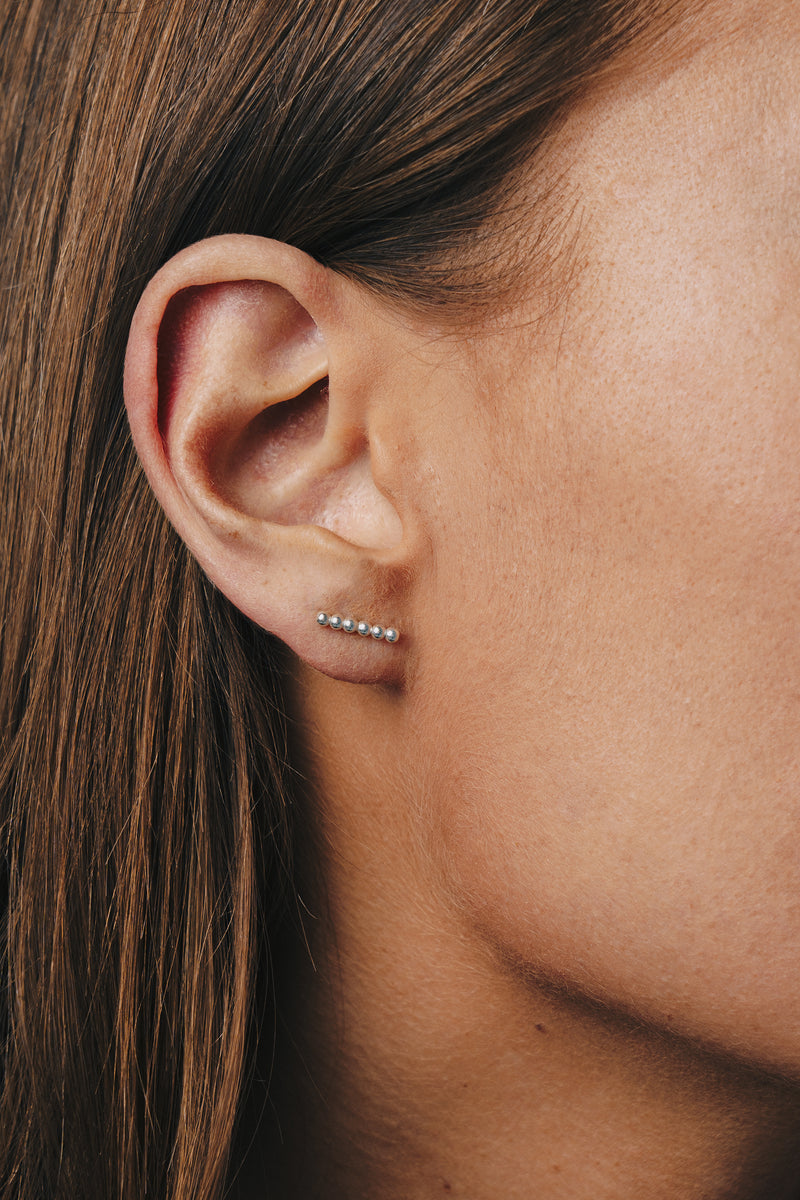 Bubble Line Stud Earrings Silver
