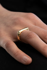 Hammered Angled Multisize Ring Gold