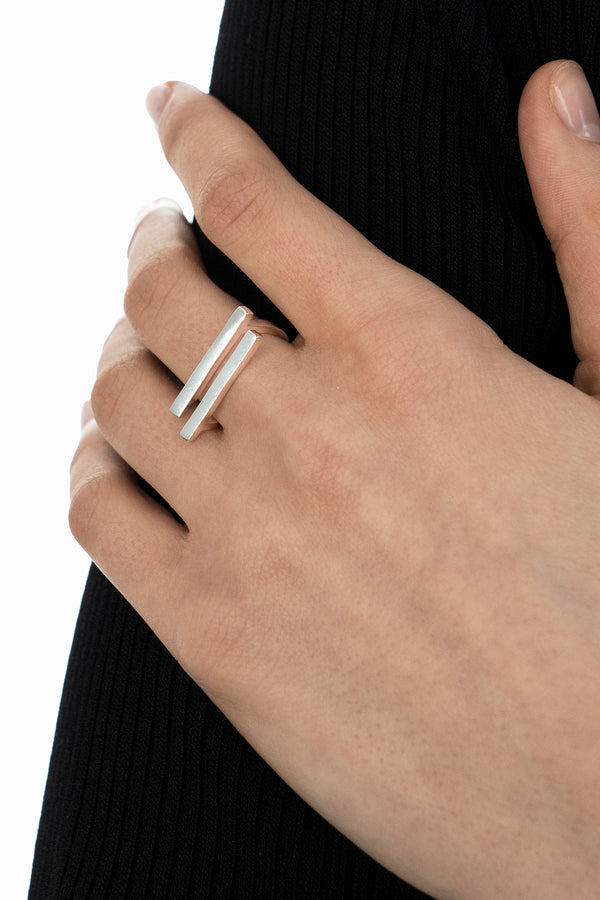 Double Bar Multisize Ring Silver