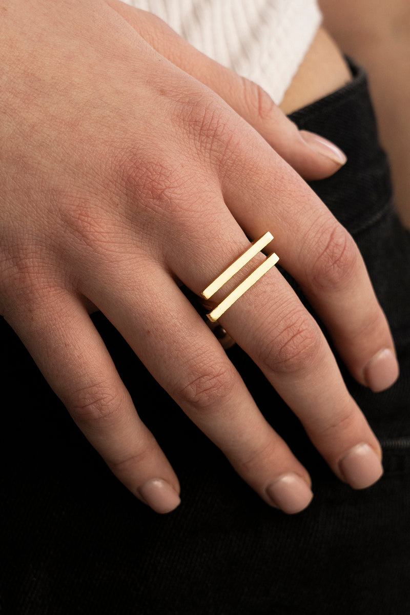 Double Bar Multisize Ring Gold