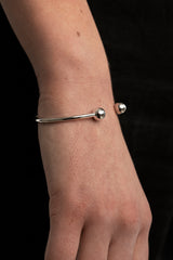 Big Double Bubble Cuff Bracelet Silver