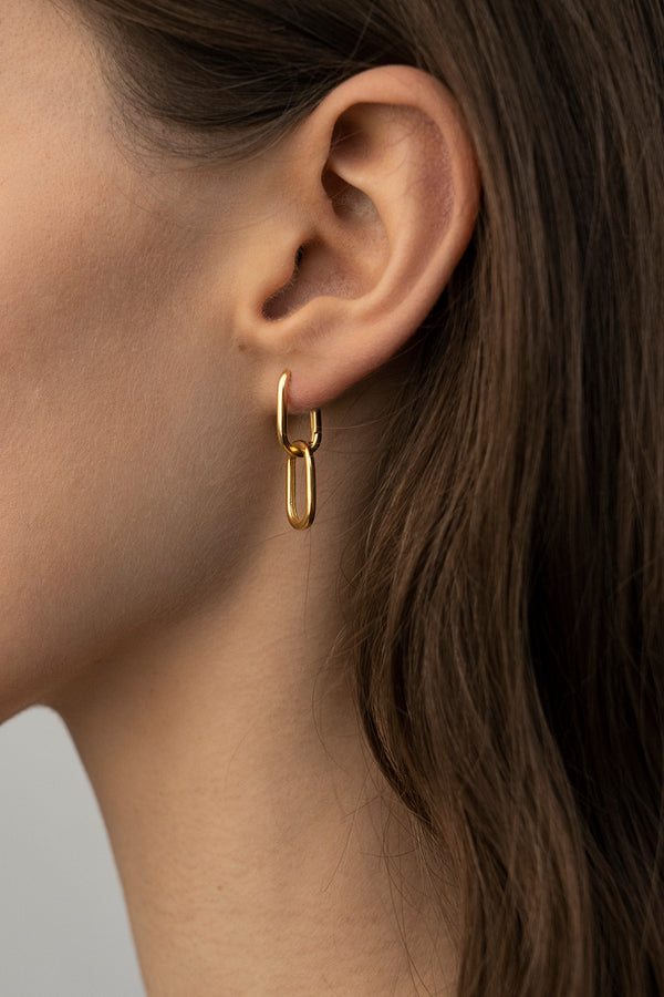 Double Oval Earrings Gold