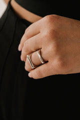 Folded Square Ring Silver