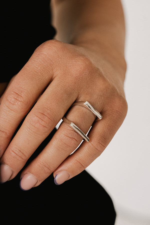 Folded Square Ring Silver
