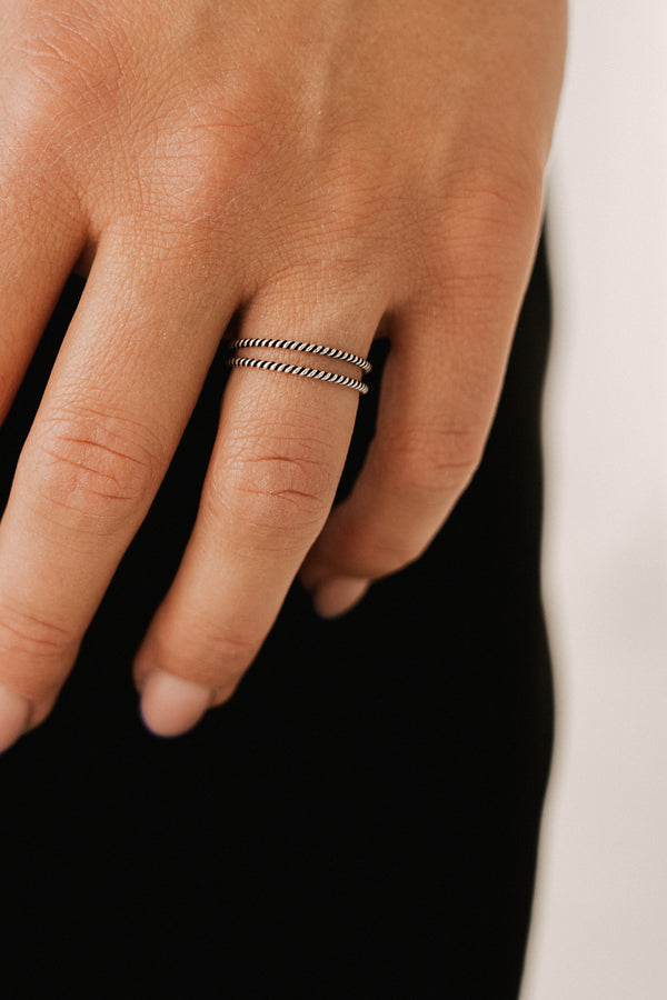 Double Twisted Wire Ring Silver
