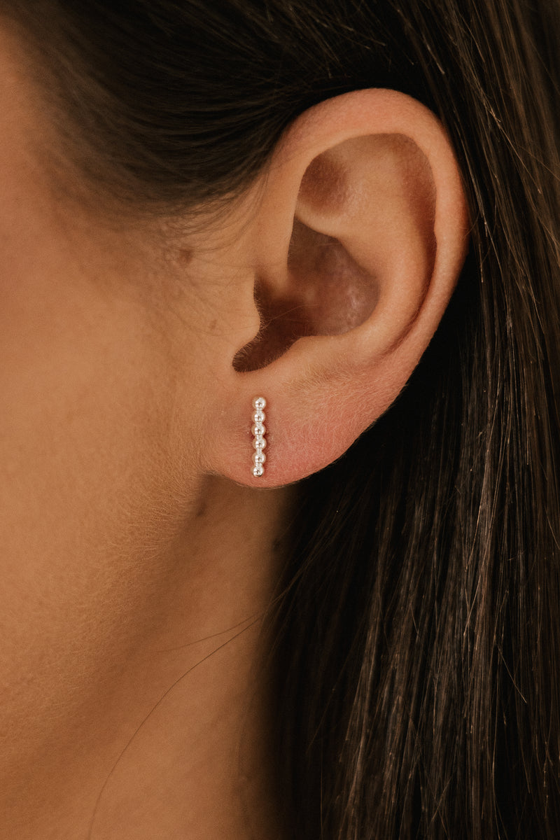Bubble Line Stud Earrings Silver