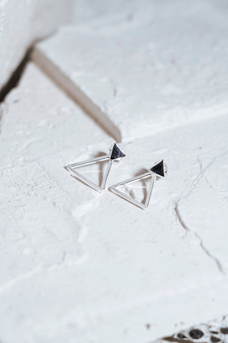 Double Triangle Earrings Silver