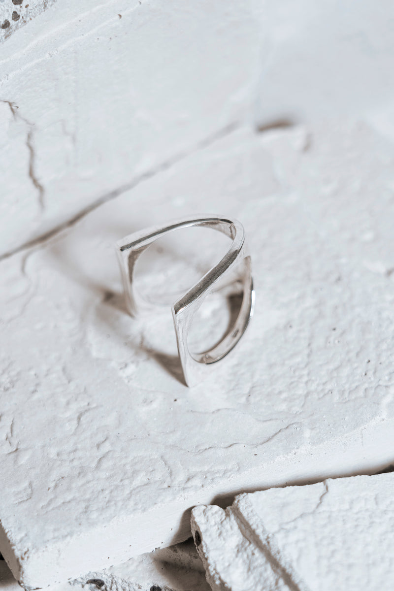 Folded Square Ring Silver