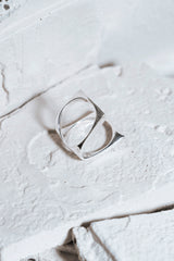 Folded Square Ring Silver