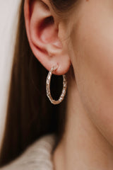 Hammered Hoop Earrings Silver