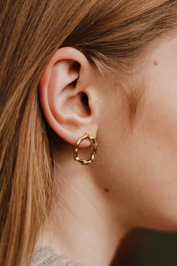 Imperfect Circle Stud Earrings Gold