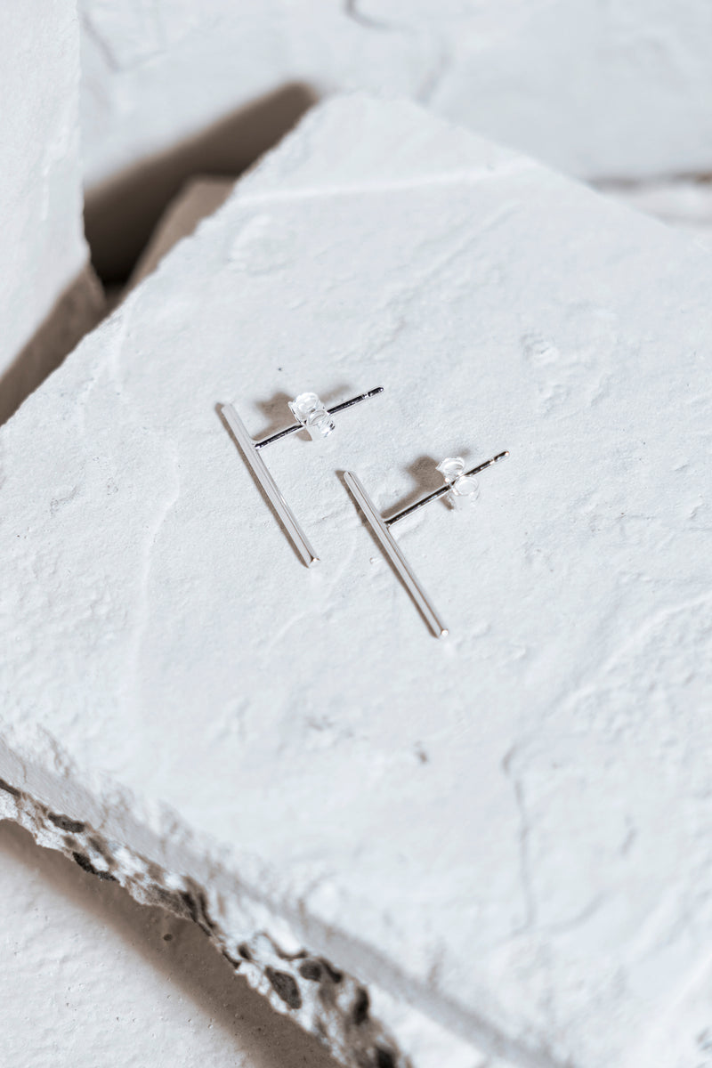 Long Stick Earrings Silver