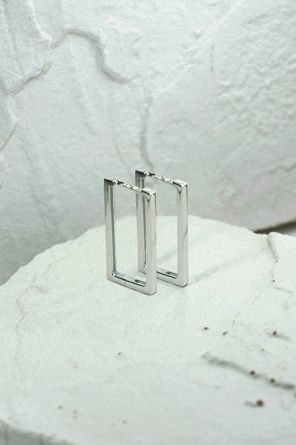 Rectangle Earrings Silver