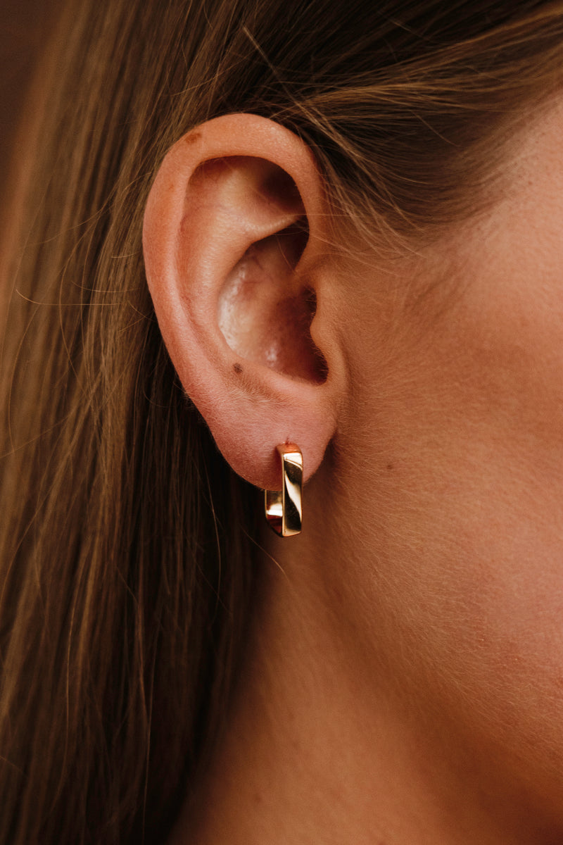 Square Hoop Stud Earrings Gold