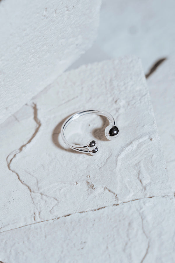 Split Triple Bubble Multisize Ring Silver