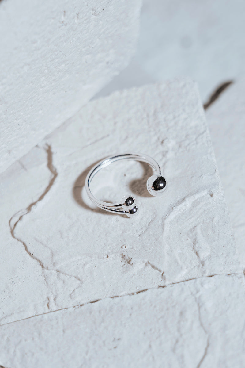 Split Triple Bubble Multisize Ring Silver