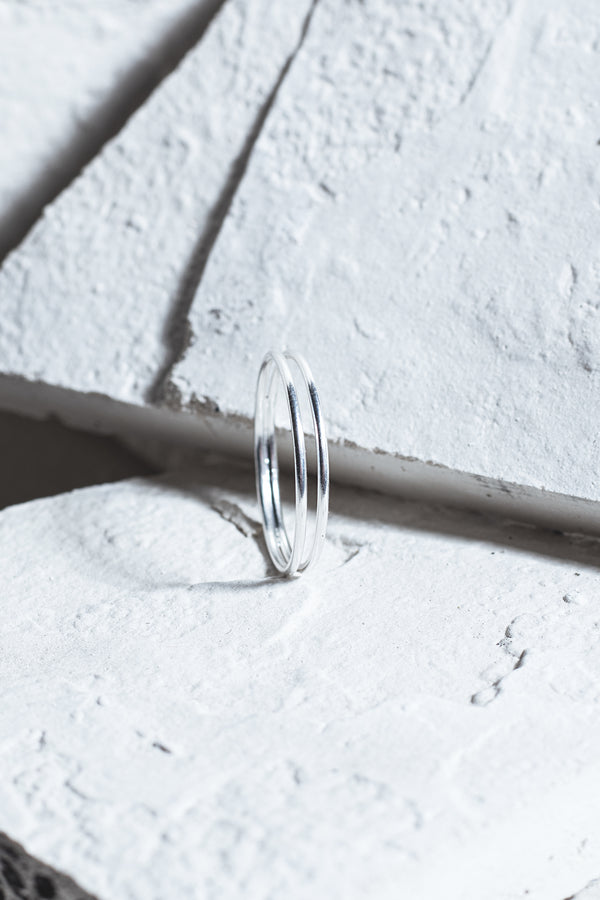Split Double Plain Ring Silver
