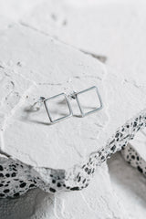 Square Stud Earrings Silver
