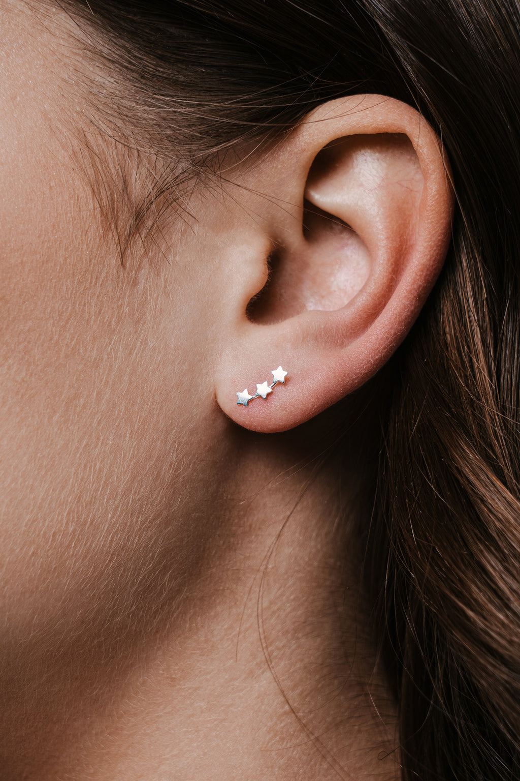 Triple Star Earrings Silver K TY